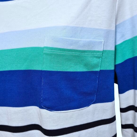Karen Scott Sport Womens Striped Top Size 2X 3/4-Sleeve Boatneck White/Blue New - Picture 4 of 7